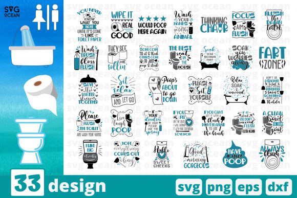 Funny Bathroom Bundle Graphics for Crafts