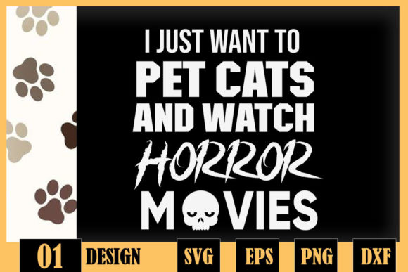 Funny Horror Movie Halloween Cat Lover Graphics for Crafts